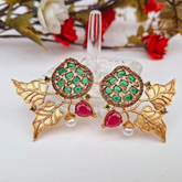 Glamour Leaf Earrings (Green Multi) – Nature-Inspired Elegance